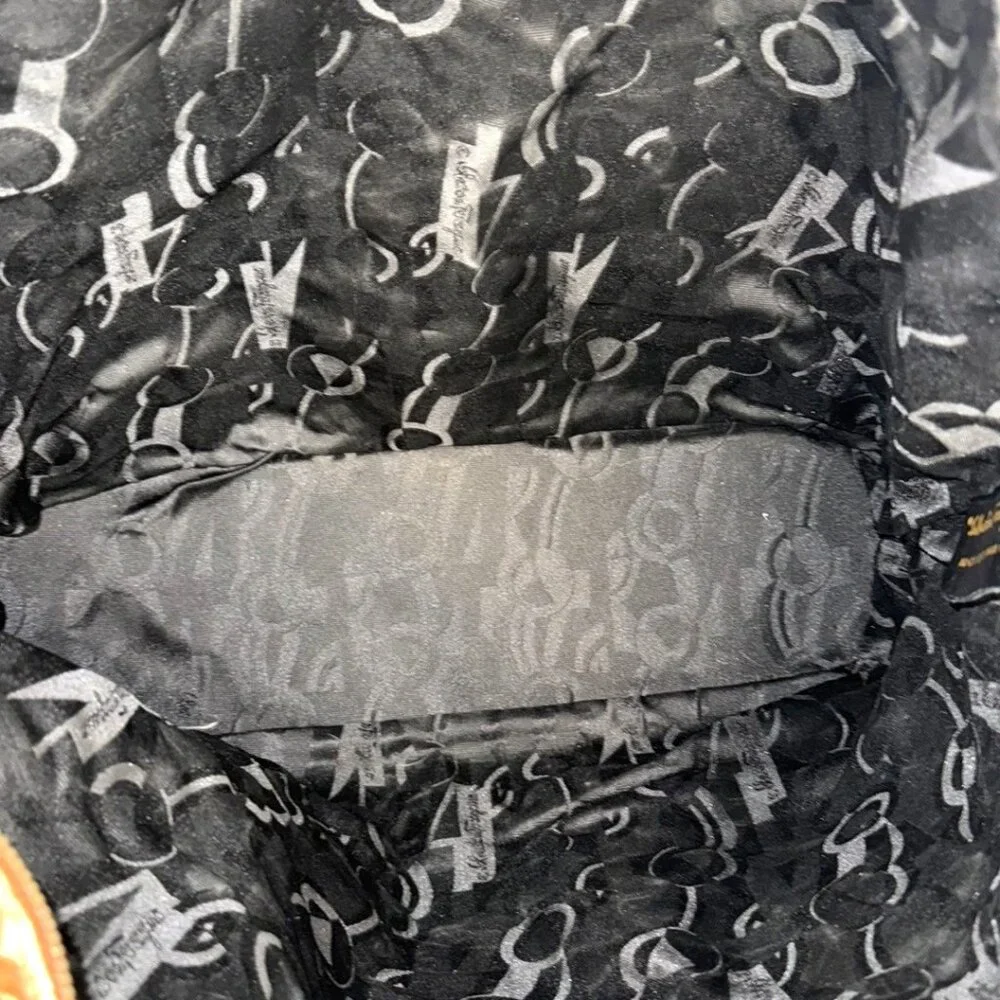 Salvatore Ferragamo Vintage Foldable Canvas and Leather Botanical